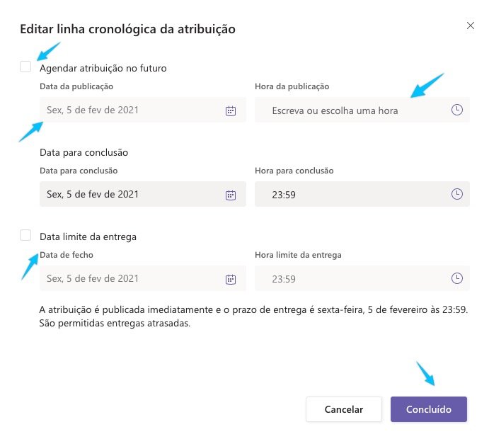 ecrã para criar uma atribuição, copiando a página de guião de aprendizagem na Área do professor para os blocos individuais de aluno